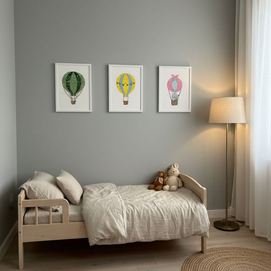 Handgemaltes Heißluftballon Leinwandbilder für Kinderzimmer - Ballon Wandbild auf Canvas