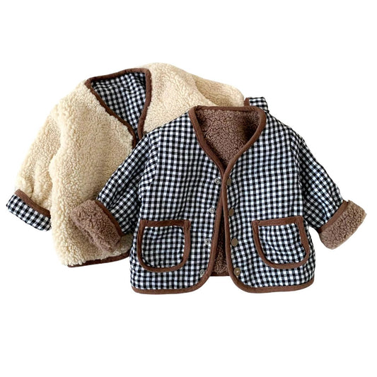 Doppelseitige Kinderjacke mit Teddyfell in 2 Farben