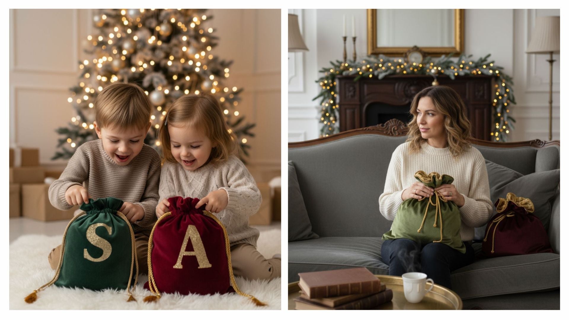 Geschenkbeutel Stoff handgemacht - Nachhaltige Geschenkverpackung Weihnachten wiederverwendbar