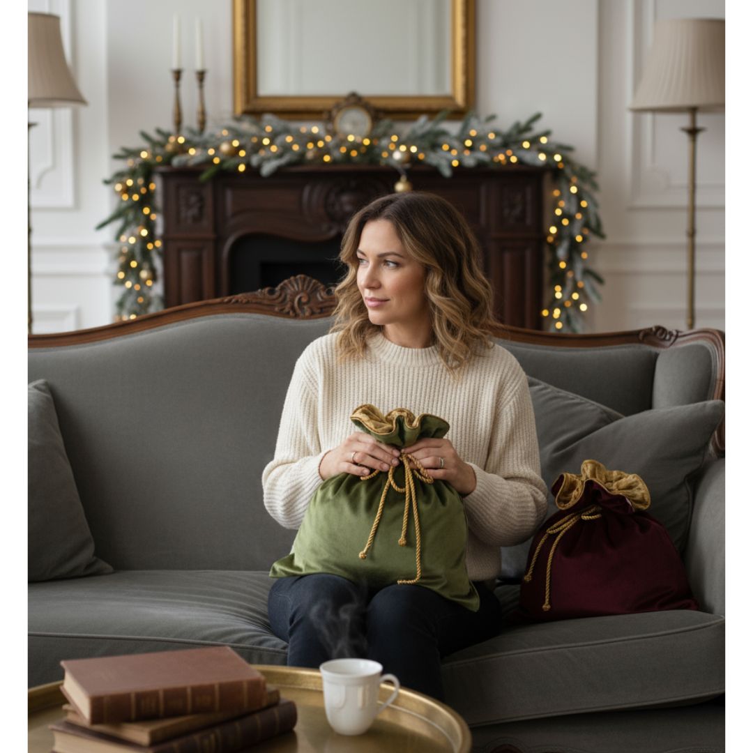 Stoff Geschenkbeutel Weihnachten - Luxuriöse nachhaltige Geschenkbeutel aus Samt 35x40cm