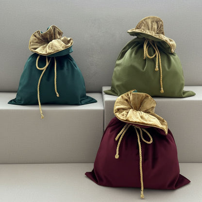 Geschenkbeutel aus Stoff Set - Nachhaltige Geschenkbeutel Weihnachten in Rot, Grün und Smaragdrün handgefertigt Schweiz