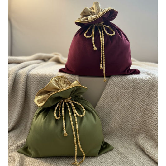 Geschenkbeutel aus Stoff Set - Nachhaltige Geschenkbeutel Weihnachten in Rot und Grün handgefertigt Schweiz