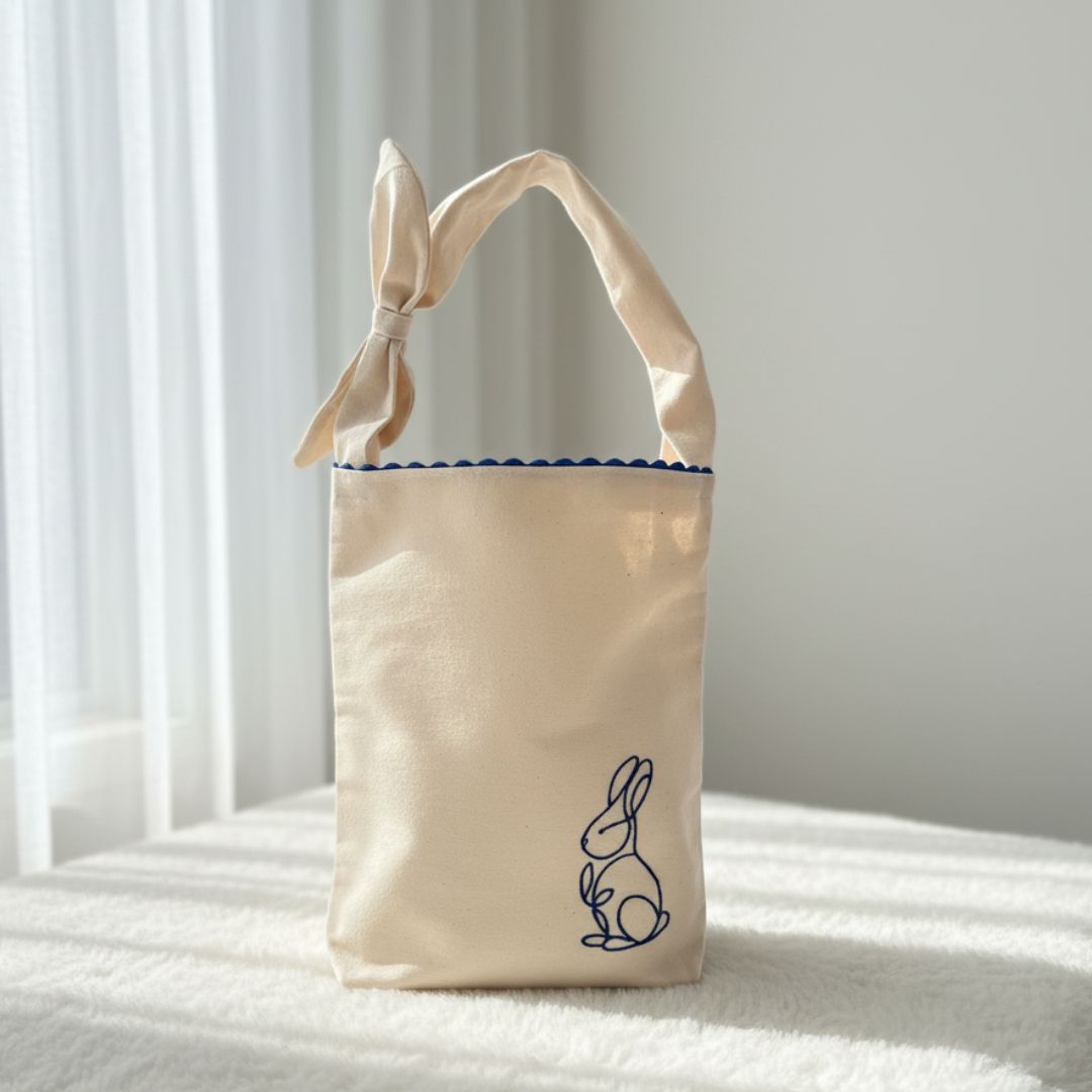 Ostertasche Junge blau Produktfoto - handgemachte Ostertasche aus Stoff mit Leinen-Innenfutter