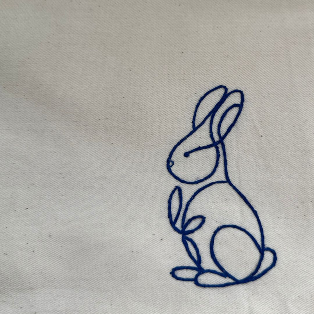 Ostertasche Stoff Kinder blau mit Hasen-Motiv - wiederverwendbare handgemachte Geschenktasche Ostern