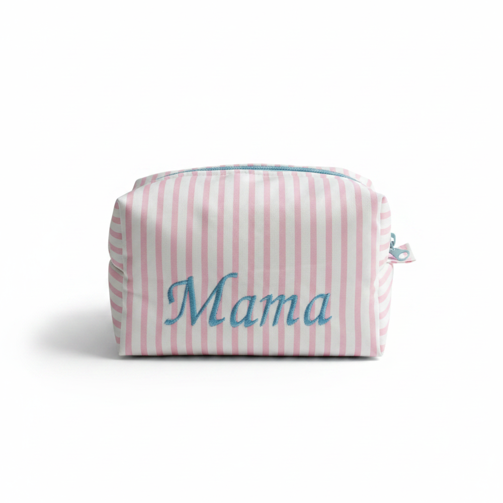 Kulturbeutel gestreift rosa - Mama