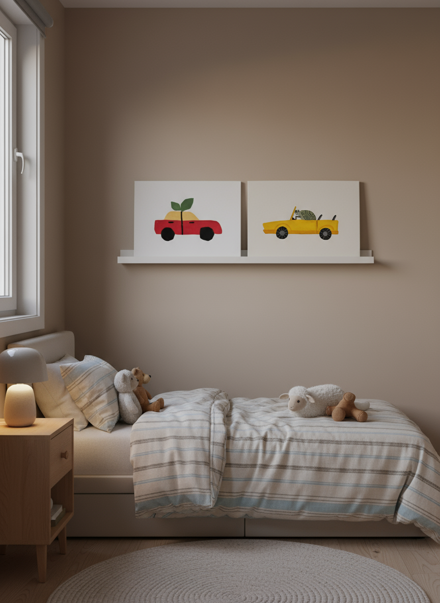 Kinderzimmer Wanddekoration mit handgemalten Leinwandbildern im Querformat - Kinderzimmer Einrichtungsideen